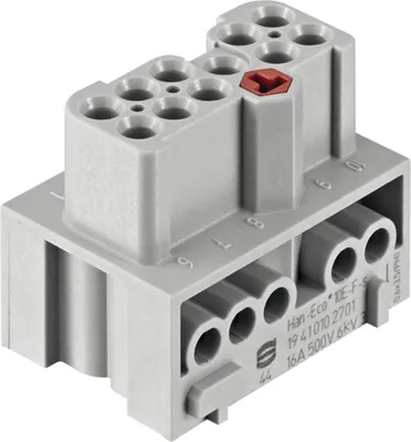 Productafbeelding van HARTING Han-Eco Mod.10E busseinsatz (F), schroefklem, 10-polig + PE, 500V, 16A - 1 stuk