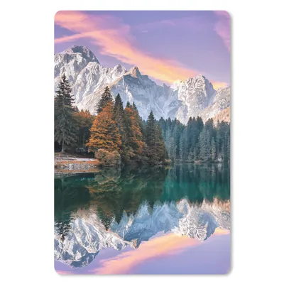 Produktbild von MuchoWow® Mauspad Mousepad Berg - Wald - Wasser - Himmel - Rosa - Lila 18x27 cm - Mousepads - Maus Mat - Pad - Mausunterlage