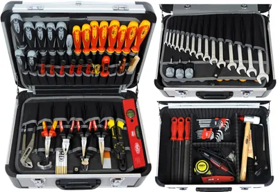 Produktbild von FAMEX 418-88 Profi Alu Werkzeugkoffer bestückt mit Werkzeug Set - PROFESSIONAL - 128-tlg.