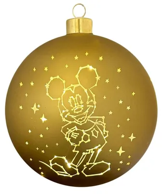 Productafbeelding van Verlichte kerstbal glas Mickey sterren groot 15 cm Disney
