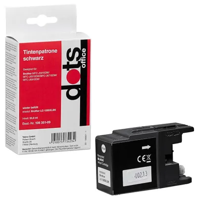 Productafbeelding van dots, zwarte printerpatroon, compatibel met Brother LC-1280XLBK