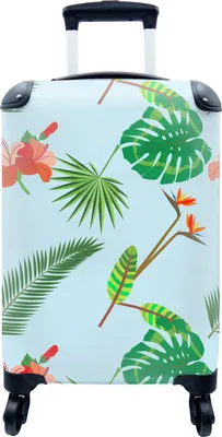 Produktbild von MuchoWow® MuchoWow® Koffer Handgepäck Trolley Rollkoffer Kleine Reisekoffer mit 4 Rollen - Muster - Pflanzen - Dschungel - Blumen - Cabin Size < 55x40x23 cm & 55x40x20 cm - Fotokoffer - Kabinenkoffer