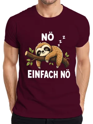 Produktbild von Nö Einfach Nö Faultier Schlafend Faulenzer Statement Sarkasmus Herren T-Shirt, Burgundy, M