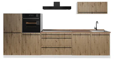 Image de Cuisine Vicco R-Line Chêne Artisan/Blanc 340cm sans plan de travail, Model 67312