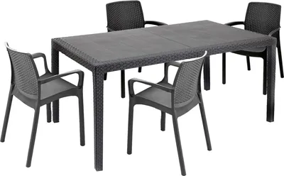 Produktbild von Dmora Garten-Set Tarquinia Schwarz, 4 Sitzplätze, Tisch