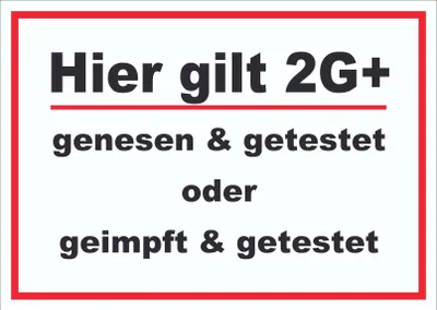 Produktbild von Hier gilt 2G Plus Hinweis Schild mit Text waagerecht A2 (420x594mm)