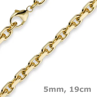Produktbild von 5mm Armband Armkette Ankerkette aus 585 Gold Gelbgold 19cm Herren Goldarmband