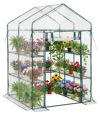 Zdjęcie produktu dla Szklarnia Vevor 137X137X196 Cm Foliowa Na Pomidory 10 Półek 2 Poziomy