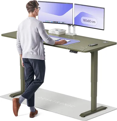 Produktbild von Desktronic HomePro Elektrisch höhenverstellbarer Schreibtisch 180x80cm Grün/Grün mit Memory-Funktion, Anti-Kollisions Technologie, USB-A und USB-C-Ladeanschlüssen