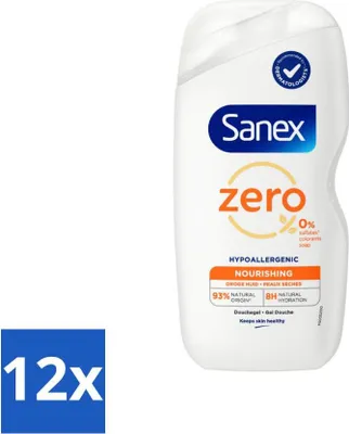 Produktbild von Sanex Duschgel Zero% Trockene Haut 400 ml - Vorteilspack - 12 Stücke