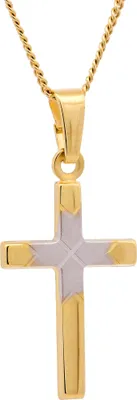 Produktbild von Gold Anhänger Kreuz mit Goldkette 333-8 Karat Gold rhodiniert 50 cm