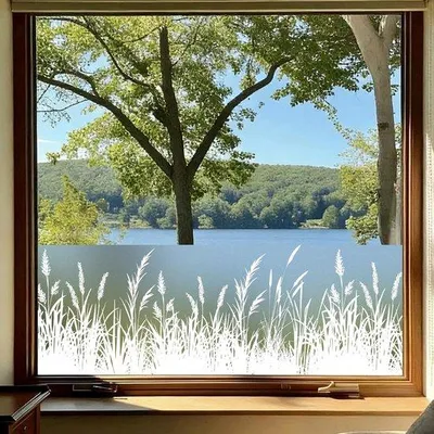 Productafbeelding van dktie Raamfolie, ondoorzichtig, zichtwerende folie, plantenpatroon en hekpatroon, 03, 44,5 x 200 cm