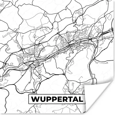 Produktbild von MuchoWow® Poster Karte - Wuppertal - Karte - Stadtplan 50x50 cm - Wohnzimmerdekoration