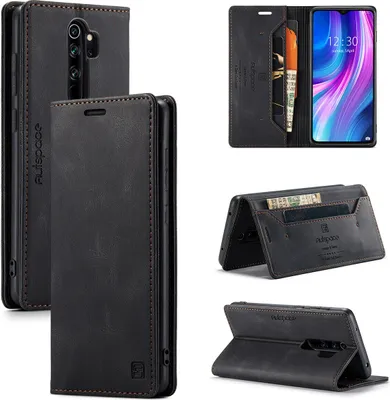 Immagine prodotto di Custodia Redmi Note 8 Pro, Custodia retrò in Finto cuoio, supporto e custodia protettiva per Xiaomi Redmi Note 8 Pro nero