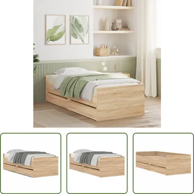 Produktbild von The Living Store Bettgestell mit Schubladen Sonoma-Eiche 90x190 cm