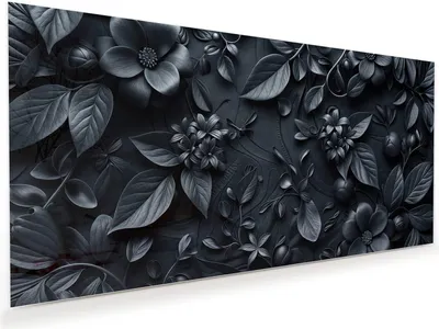 Produktbild von Glasbild 60x30cm in XXL für Wohnzimmer, Schlafzimmer Motiv Blumenmuster Dunkel