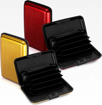 Produktbild von 2 Stück Aluminium Kreditkartenetui mit RFID NFC Schutz – Slim Wallet für 12 Karten & Scheine – als Kartenetui & Visitenkartenetuis, Schutz vor Datendiebstahl – Für Damen und Herren