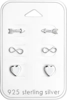 Produktbild von Ohrstecker Set 925 Sterling Silber Unendliche Liebe
