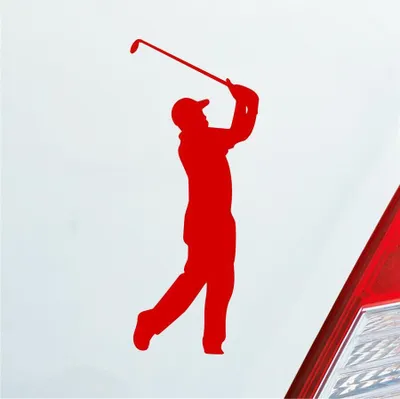 Produktbild von Auto Aufkleber Golfer Golf Minigolf Sport WGC PGA 10x4 cm Rot Sticker Heckscheibenaufkleber