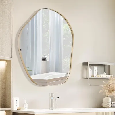 Immagine prodotto di Specchio da parete asimmetrico - 75x70 cm - Specchio per interni dal design irregolare - Cornice dorata