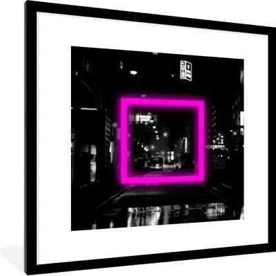 Produktbild von MuchoWow® Gerahmtes Poster Spiele - Neon - Rosa 40x40 cm - Poster mit Schwarzem Bilderrahmen Wandposter Rahmen Foto Bilder - Poster - Plakat im Rahmen