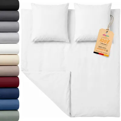 Produktbild von EllaTex Premium Mikrofaser Bettwäsche 200x220 + 2x 80x80 cm – große Bettwäschegarnitur mit Reißverschluss, Farbe: Weiß
