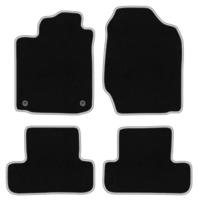 Image de Tapis de sol en moquette pour Toyota Corolla Verso I 2001-2004 (monospace) – jeu 4 pièces, noir/argent, sur mesure – Wielganizator CARLUX