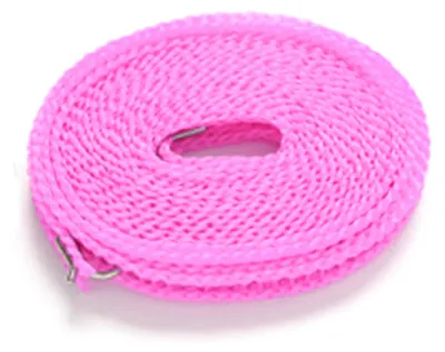 Produktbild von Wäscheleine, 8 Meter, winddicht, stabil, tragfähig, Nylonmaterial, stanzfreie Installation, Wäscheseil für drinnen und draußen, Rosa