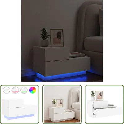 Obrázek produktu pro The Living Store Noční stolek s LED světly bílý 70x36x40,5 cm