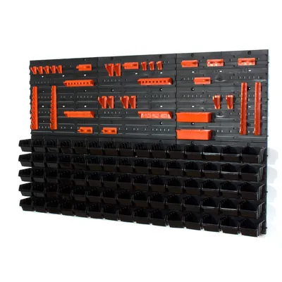 Image de 75 bacs gerbables avec étagère murale 120 x 80 cm | étagère murale de stockage