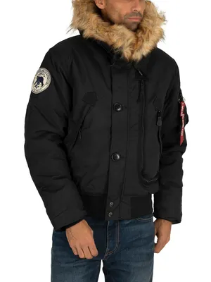 Produktbild von Alpha Industries Herren Fell Kapuzen Polar Jacke, Schwarz XXL