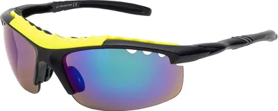 Produktbild von Uni Sonnenbrille 80er Fahrradbrille Sport Brille Retro verspiegelt Blau/Gelb