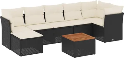 Produktbild von vidaXL 8-tlg. Garten-Sofagarnitur mit Kissen Schwarz Poly Rattan