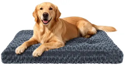 Produktbild von Omgoods – Waschbares Hundebett für große Hunde – Flauschig, rutschfest, 70 x 90 cm, Dunkelgrau