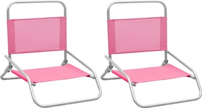 Image de The Living Store Chaises de plage pliantes 2 pcs. Tissu rose