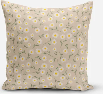 Produktbild von SCHÖNER LEBEN. Kissenhülle Gänseblümchen hellblau o. natur weiß Farbe natur Größe 60x60cm (HxB) 60x60cm (HxB) Größe