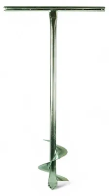 Image de Tarière manuelle en acier galvanisé, idéale pour percer des trous dans un sol dur, résistante et légère - ø 120 mm - tige tubulaire ø 3 cm x 100 cm de hauteur.
