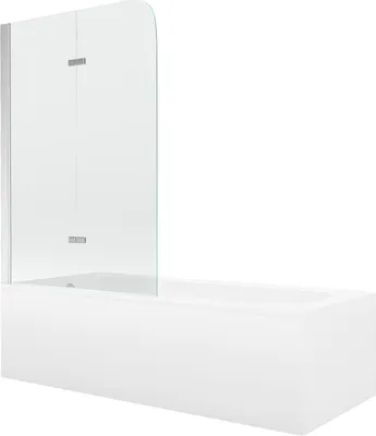 Immagine prodotto di Mexen Vega vasca rettangolare 170 x 70 cm con pannello e paravento a 2 ante 100 cm, trasparente, cromo - 550117070X9010020100