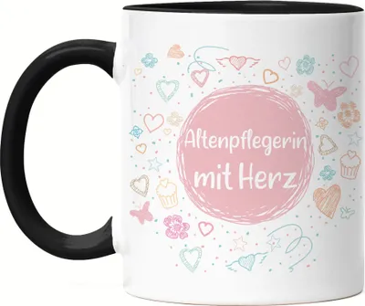 Produktbild von Altenpflegerin mit Herz Tasse Schwarz Dankeschön Geschenk Danke Sagen Für Alles Pflegekräfte