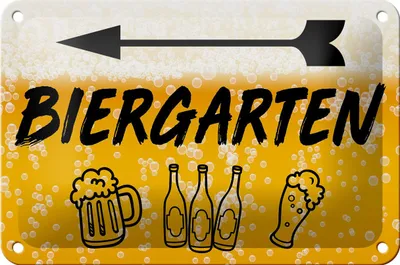 Produktbild von Blechschild 18x12cm Biergarten links Bier Schild