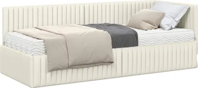 Immagine prodotto di vidaXL Struttura letto ad angolo con materasso e testata 2 pezzi in velluto crema