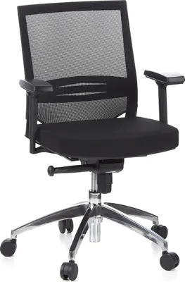 Produktbild von hjh OFFICE Profi Bürostuhl PORTO PRO Ergonomischer Schreibtischstuhl mit Armlehnen (höhenverstellbar) Stoff / Netzstoff Schwarz Drehstuhl für Büro, Zuhause
