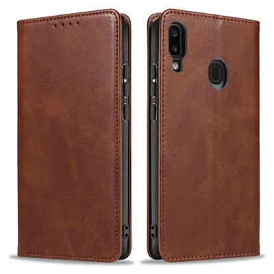 Produktbild von Handyhülle für Samsung Galaxy A40 Kunstleder Flip Cover Hülle Klapphülle Case Kartenfach Farbe: Dunkelbraun