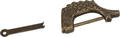 Obrázek produktu pro Starožitný retro visací zámek ve tvaru ryby, staromódní vintage mosazný visací zámek, rozteč 3,2 cm pro šperkovnici