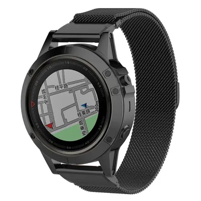 Produktbild von Strap-it Milanese Armband - Kompatibel mit Garmin Fenix 5x Armband Hochwertiges Material -Edelstahl Magnetische verschluss für Garmin Fenix 6x Armband Schwarz 26mm smartwatch