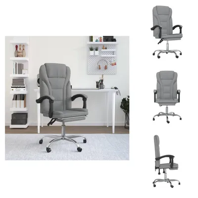 Immagine prodotto di vidaXL Sedia da ufficio con funzione reclinabile in tessuto grigio chiaro - Sedie da ufficio