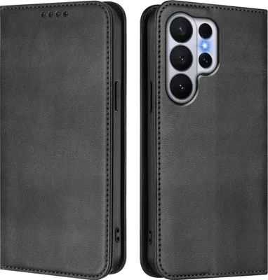 Produktbild von Handyhülle für Samsung Galaxy S26 Ultra, Vintage Leder RFID Schutz Kartenfach Standfunktion Magnetische Klapphülle Schwarz