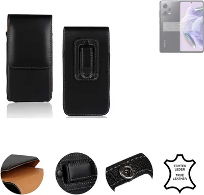Produktbild von K-S-Trade Holster Gürteltasche Handy Hülle Schutzhülle kompatibel mit Xiaomi Redmi Note 12 Pro+ Handyhülle Leder schwarz, 1x