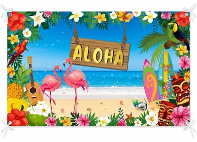 Hawaii-Banner 180x110 cm Polyester Strandhintergrund Luau Deko