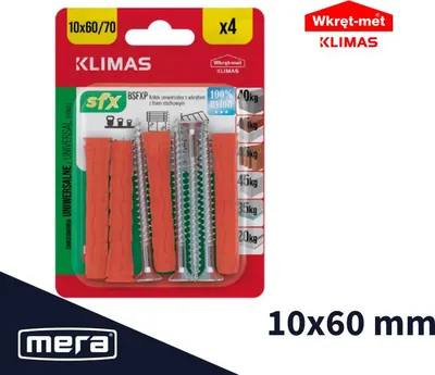 Produktbild von Schraubbare Universaldübel 10x60 mit Senkkopfschraube 6x70 4 Stk.